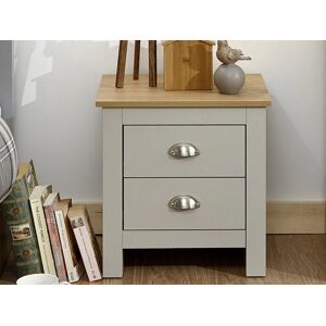 GFW Lancaster Grey and Oak 2 Drawer Bedside Table