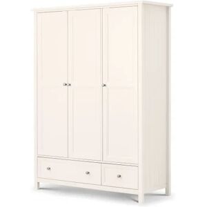 Julian Bowen Maine Surf White 3 Door 2 Drawer Triple Wardrobe