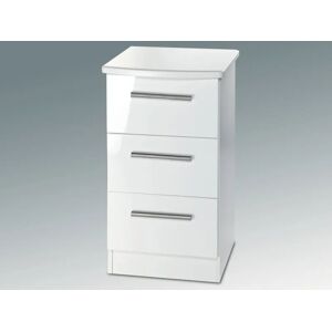 Welcome Knightsbridge White High Gloss 3 Drawer Bedside Table Assembled