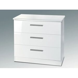 Welcome Knightsbridge White High Gloss 3 Drawer Low Chest of Drawers Assembled