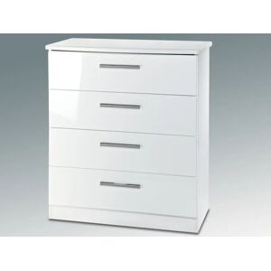 Welcome Knightsbridge White High Gloss 4 Drawer Chest of Drawers Assembled