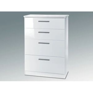 Welcome Knightsbridge White High Gloss 4 Drawer Deep Chest of Drawers Assembled