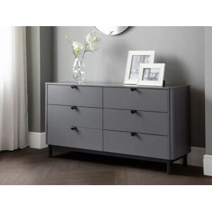 Julian Bowen Chloe Storm Grey 6 Drawer Wide Chest of Drawers Julian Bowen Chloe Storm Grey 6 Drawer Wide Chest of Drawers
