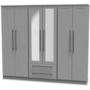 Welcome Beverley 6 Door 2 Drawer Tall Mirrored Wardrobe Assembled Welcome Beverley 6 Door 2 Drawer Tall Mirrored Wardrobe Assembled