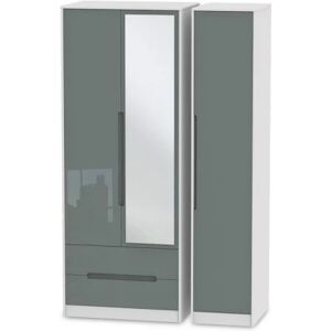 Welcome Monaco Gloss 3 Door 2 Drawer Tall Mirrored Triple Wardrobe Assembled Welcome Monaco Gloss 3 Door 2 Drawer Tall Mirrored Triple Wardrobe Assembled