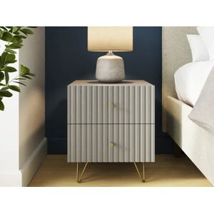 GFW Thalia Grey Ribbed 2 Drawer Bedside Table GFW Thalia Grey Ribbed 2 Drawer Bedside Table