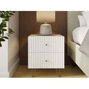 GFW Thalia White Ribbed 2 Drawer Bedside Table GFW Thalia White Ribbed 2 Drawer Bedside Table