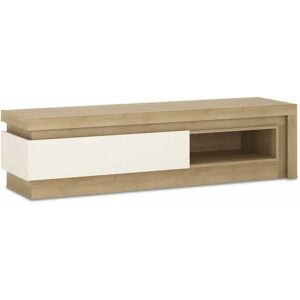 Furniture To Go Lyon White High Gloss and Riviera Oak 130/42cm TV Cabinet - TV Unit Furniture To Go Lyon White High Gloss and Riviera Oak 130/42cm TV Cabinet - TV Unit