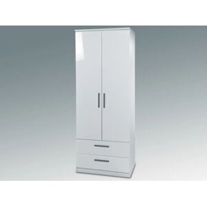 Welcome Knightsbridge White High Gloss 2 Door 2 Drawer Double Wardrobe Assembled Welcome Knightsbridge White High Gloss 2 Door 2 Drawer Double Wardrobe Assembled