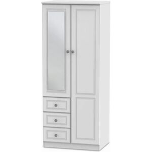 Welcome Pembroke White Ash 2 Door 3 Drawer Mirrored Double Wardrobe Assembled Welcome Pembroke White Ash 2 Door 3 Drawer Mirrored Double Wardrobe Assembled