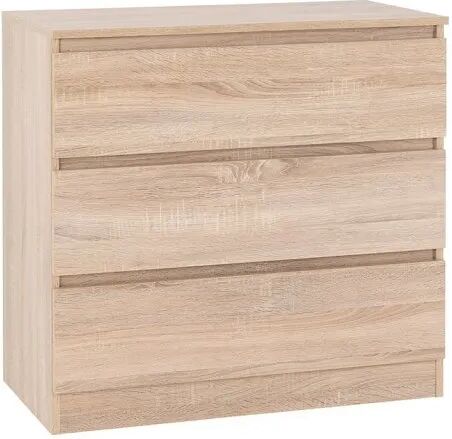Seconique Malvern Sonoma Oak 3 Drawer Low Chest of Drawers