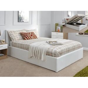 GFW Ecuador 4ft6 Double White Faux Leather End Lift Ottoman Bed Frame