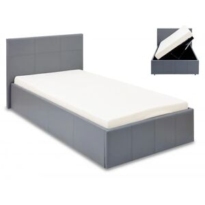 GFW Ecuador 3ft Single Grey Faux Leather Side Lift Ottoman Bed Frame
