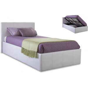 GFW Ecuador 3ft Single White Faux Leather Side Lift Ottoman Bed Frame