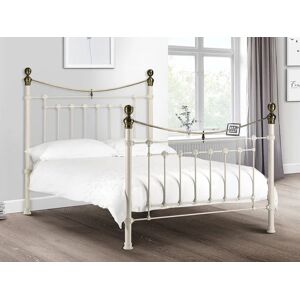 Julian Bowen Victoria Ivory and Brass Metal Bed Frame - 5ft King Size