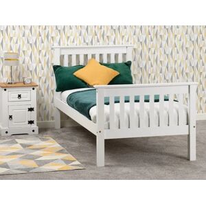 Seconique Monaco White Wooden Bed Frame High Footend - 3ft Single