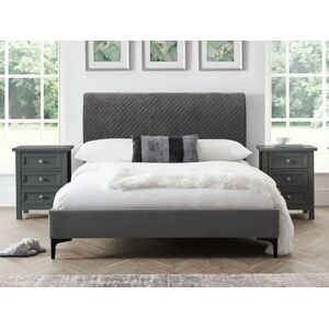 Julian Bowen Sanderson Diamond Grey Quilted Velvet Fabric Bed Frame - 6ft Super King Size Julian Bowen Sanderson Diamond Grey Quilted Velvet Fabric Bed Frame - 6ft Super King Size