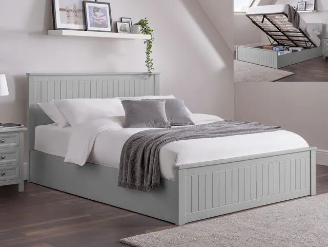 Julian Bowen Maine Dove Grey Wooden Ottoman Bed Frame - 4ft6 Double