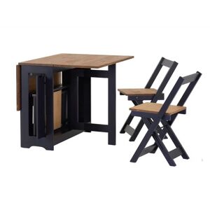 Seconique Santos Butterfly Navy Blue and Pine Dining Table and 4 Chairs