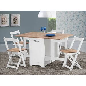 Seconique Santos Butterfly White and Pine Dining Table and 4 Chairs