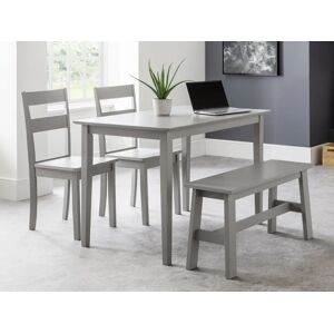 Julian Bowen Kobe Grey Dining Table and 2 Chairs and Bench Set Julian Bowen Kobe Grey Dining Table and 2 Chairs and Bench Set