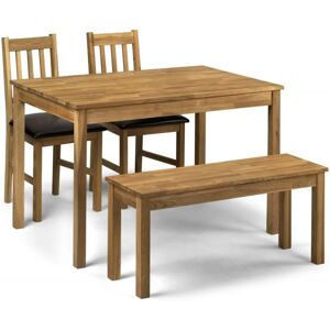 Julian Bowen Coxmoor Oak Dining Table and 2 Chairs and Bench Set Julian Bowen Coxmoor Oak Dining Table and 2 Chairs and Bench Set