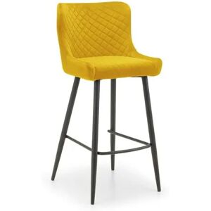 Julian Bowen Luxe Mustard Velvet Bar Stool Julian Bowen Luxe Mustard Velvet Bar Stool