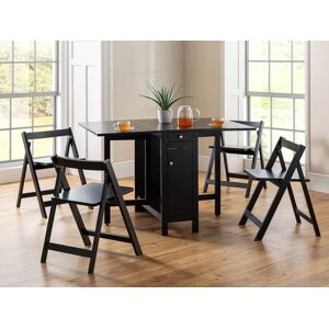 Julian Bowen Savoy Black Foldaway Dining Table and 4 Chair Set Julian Bowen Savoy Black Foldaway Dining Table and 4 Chair Set