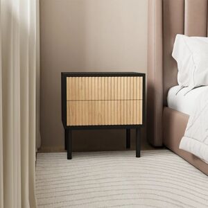 Furnwise Bedside Table Yoka Black - Light Oak