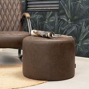 Furnwise Industrial Poof Kyla Brown Eco-Leather