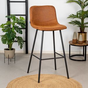 Furnwise Industrial bar stool Mikky Cognac Eco-Leather