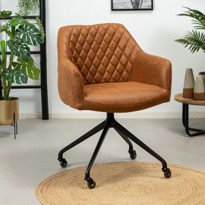 Furnwise Industrial dining chair Levi Cognac eco-leather (wheels)