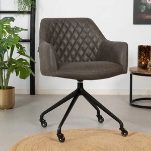 Furnwise Industrial dining chair Levi Anthracite eco-leather (wheels)