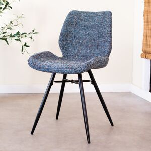 Furnwise Industrial Dining Chair Beau Chenille Blue