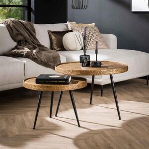 Furnwise Industrial Coffee Tables Helix set of 2 Gold