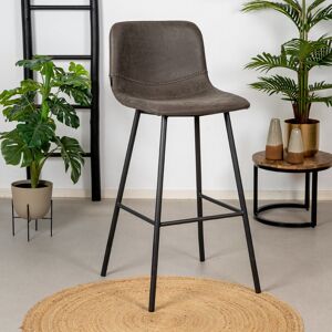 Furnwise Industrial bar stool Mikky Antracite Eco-Leather