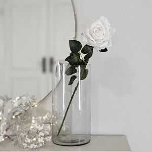 Faux Glittered White Rose Single Stem Flower