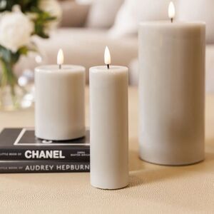 Warm Grey Realistic LED Candle - 15cm