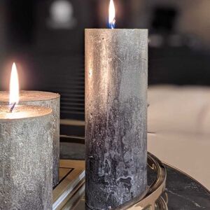 Akola Black & Champagne Pillar Candle - 19cm