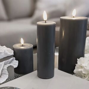 Grey Realistic Faux LED Candle - 15cm