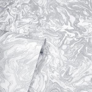 Dominique Grey & Silver Marble Effect Metallic Wallpaper