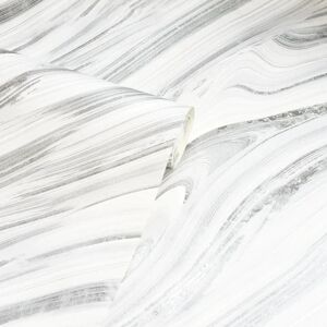Sian Silver & White Marble Effect Wallpaper