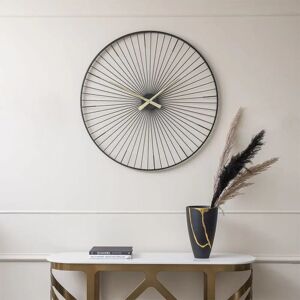 Fern Black & Gold Metal Wall Clock