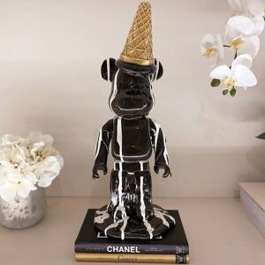 Black Ice Cream Cone Drip Bear Ornament