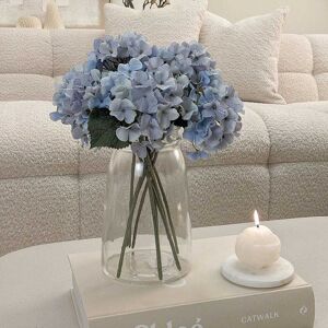 Blue Faux Hydrangea Single Stem Flower - Set of 4