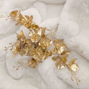 Gold Faux Orchid Single Stem Floral