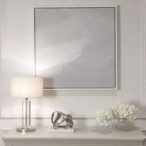 Louella Grey Abstract Canvas Wall Art - 80 x 80cm, Black Frame