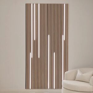 Marchmont Natural Oak Wood Veneer Decorative Acoustic Slat Wall Panel - 240 x 60cm, With LED's