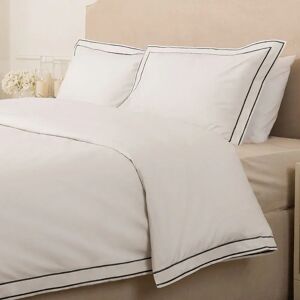 Bliss 200 Thread Count 100% Cotton White Duvet Set with Double Black Cord Stitch Detail, Super King