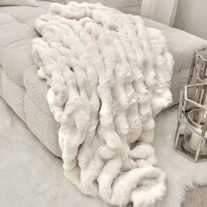 Brooklyn Cream Super Soft Faux Fur Textured Throw